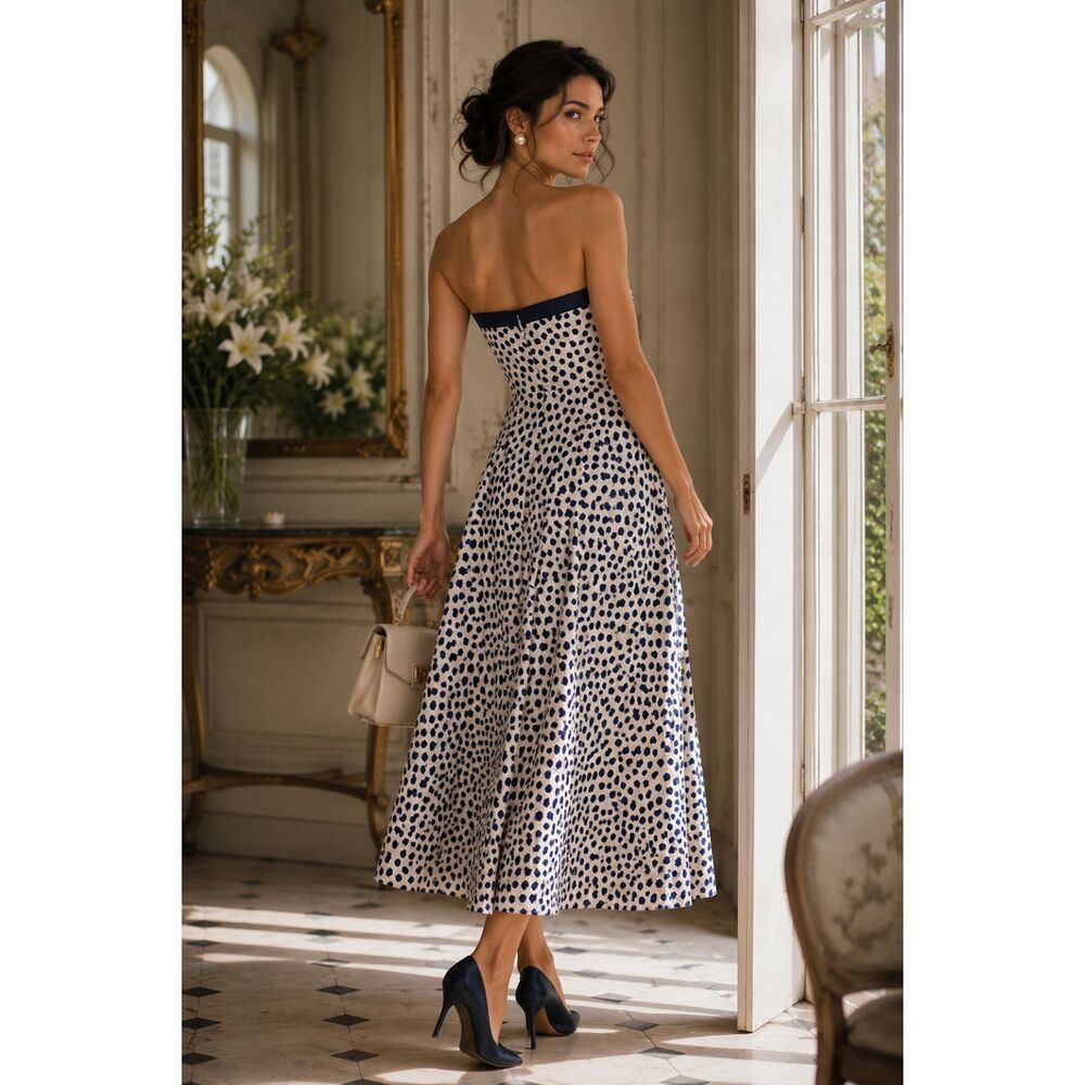 J crew strapless dress Sz 0 Navy blue - Picture 2 of 11